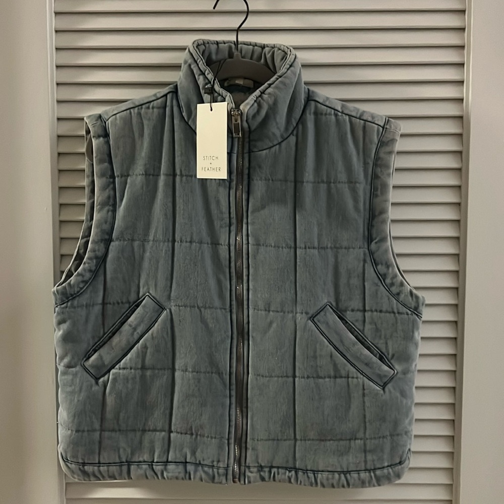 Denim Sherpa lined vest